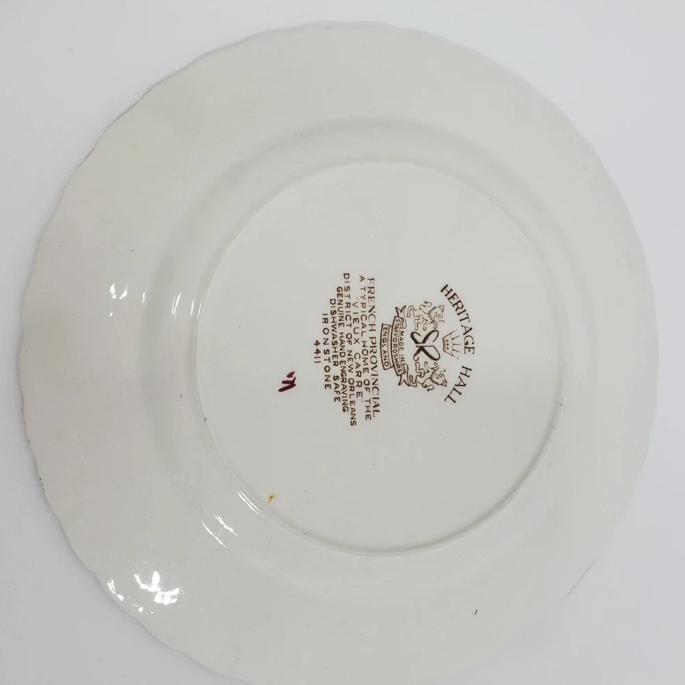 Heritage Hall French Provincial Plate New Orleans Vieux Carre Ironstone Brown